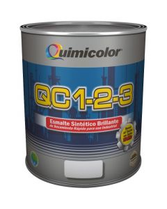 Pintura de esmalte blanco brillante clase a quimicolor qc 1-2-3 de 1/4 de galón