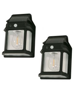 Set 2 lámparas LED solares negras