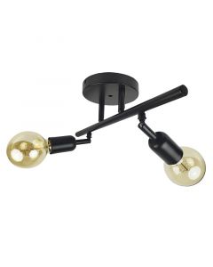 Plafón vintage Sirius negro 2 luces E27 alimentación eléctrica 03117