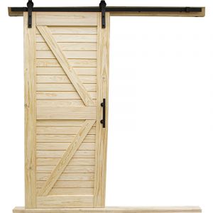 Puerta de granero con riel y manilla 90x210 cm