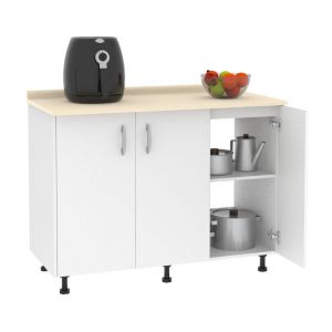 Aparador De Cocina 1,20 mts. Mueble Organizador Melamina Blanco